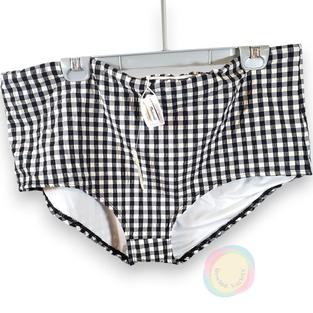 Madewell NWT Gingham High Waist Bikini Bottom XXL